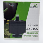 VENUSAQUA Aquarium Sponge Filter JX-155, a dual filtration system designed for efficient mechanical and biological filtration in freshwater and saltwater aquariums. Compact and easy to maintain, it promotes oxygen exchange while ensuring a clean and healthy environment for fish and aquatic plants.