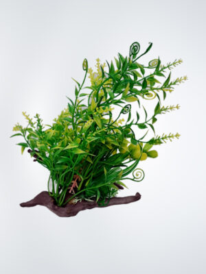 Lifelike aquarium artificial plant with vibrant green leaves, made from non-toxic, fish-safe materials, designed to enhance tank decor without requiring maintenance.