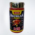 Taiyo Professional Arowana Food in a resealable package, featuring high-quality floating pellets designed for Arowanas, promoting healthy growth and vibrant colors.