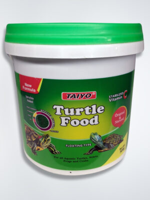 Taiyo Turtle Food 500g, new formula with natural ingredients, supports healthy growth, strong shells, and vibrant skin for aquatic and semi-aquatic turtles.